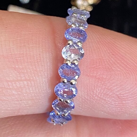 Eternity Ring Size 6 Purple Tourmaline Sterling Silver 925 Women Semi-Precious S - Picture 2 of 7